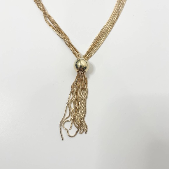 NEW Tassel Choker Necklace Ball Decor Twisted Snake Chain Lobster Claw - Picture 6 of 12